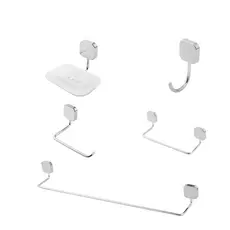 Kit de Acessórios para Banheiro 5 Peças - Quadri - Cromado