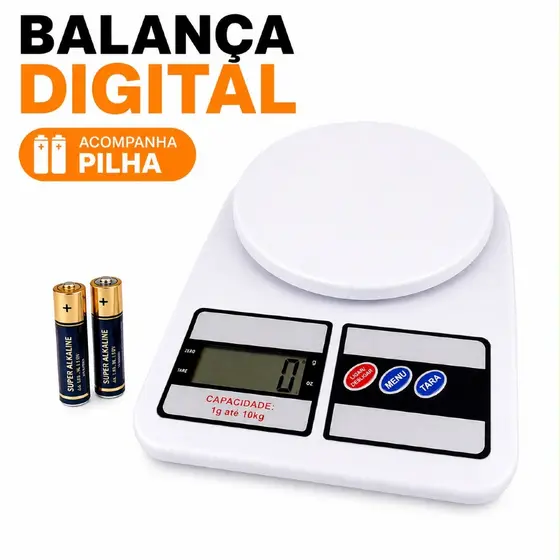 Balança Digital de Cozinha + pilhas com Precisão de Até 10kg e Escala de 1 Grama