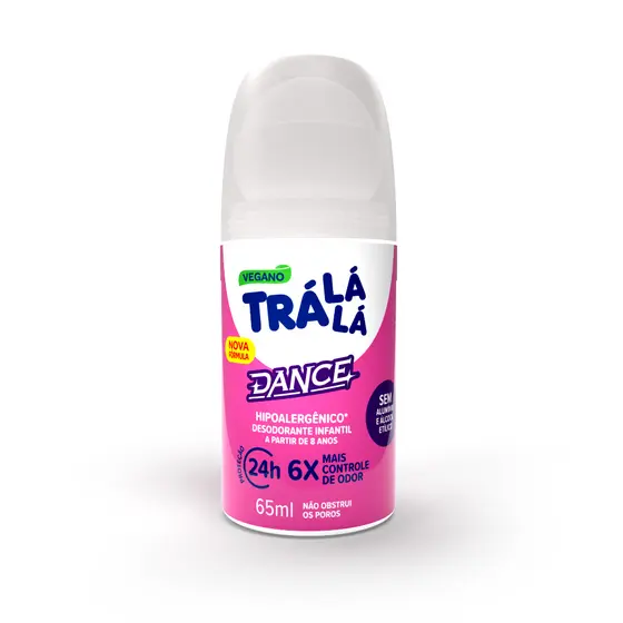 Desodorante Infantil Roll on Trá Lá Lá Kids Dance Sem Álcool e Sem Alumínio 65ml