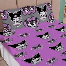 Kit lençol Casal kuromi Hello Kitty 3 peças - Casal Solteiro Queen - kit lençol kuromi