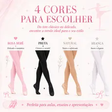 Meia Calça Fio 40 Ballet Balé Jazz Anfaltil Adulto Juvenil Sem Furo Aulas Conforto Leveza Dança