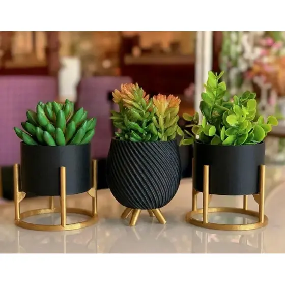 Kit de Vasos Cachepot Minimalista Texturas Vasinhos Sala Decoração Delicada para Plantinhas Cactos não acompanha planta