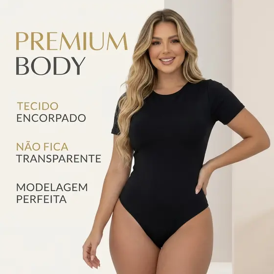 Body Feminino Manga Curta Suplex Premium Gola Careca