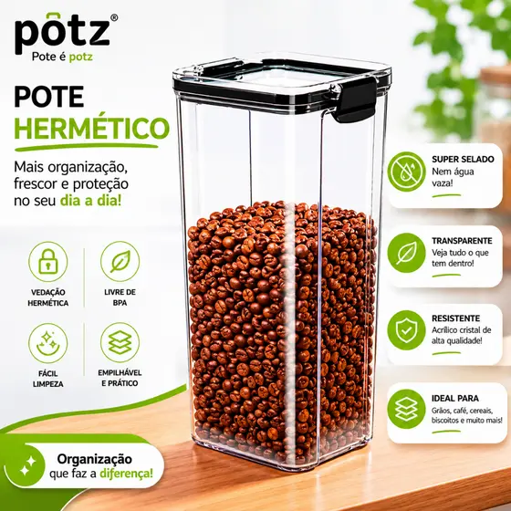 Pote Hermético Clear Casa, Utilidades, Mantimentos, Acrílico Armário Cozinha