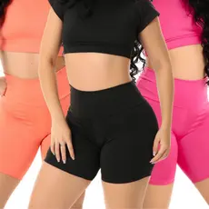 Short Fitness Feminino Suplex Cintura Alta Academia Treino Bermuda sem Transparencia Corrida