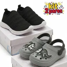 Kit Tênis Infantil Masculino Escolar + Babuche Menino Confortável Leve E Macio