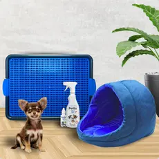 Kit para Cachorro Cama Caminha Iglu P + Banheiro Lavável + Educador Sanitário Xixi Sim e Não Petliz