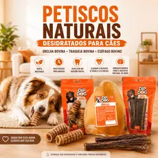 Mordedor Petisco Natural Desidratado para Cães Orelha Bovina Esôfago Bovino Traqueia Bovina
