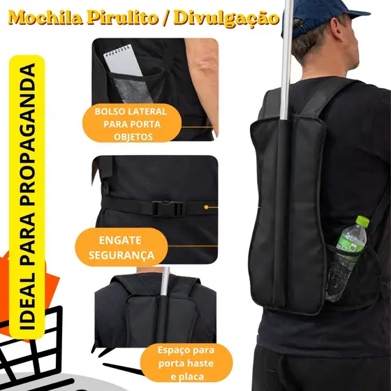 Mochila Pirulito Sem Haste e Sem Placa