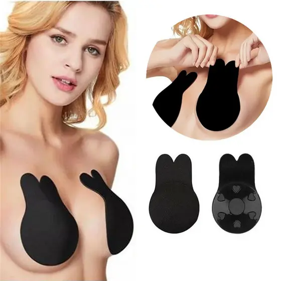 Sutiã Adesivo Levanta Seio Invisible Pushup Orelha De Coelho Preto Tamanho:XXL