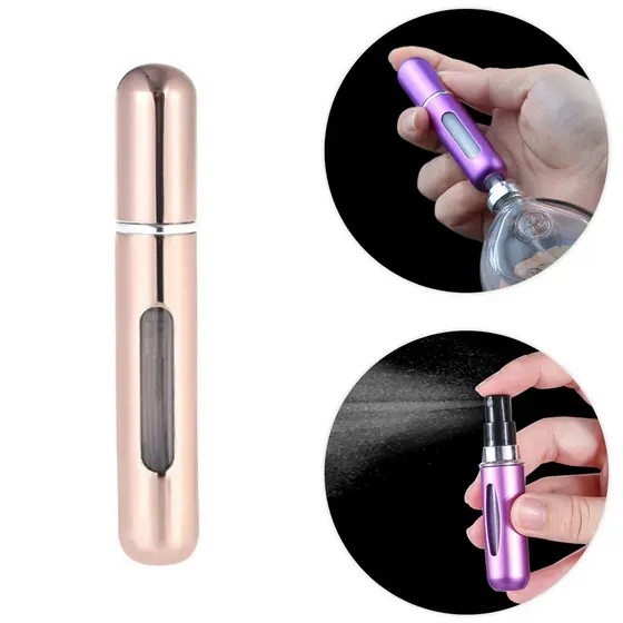 Mini Frasco Porta Perfume Recarregavel Bolsa Viagem 8ml Cor:Rose Metálico