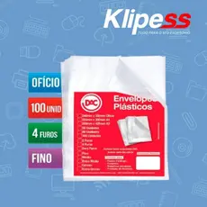 Envelope Plástico Ofício, DAC,100 fls, 4 Furos, Fino Ref: 070FU DAC.