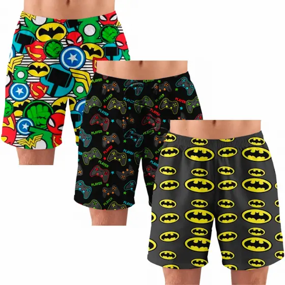Kit 3 Pijamas Masculino Samba Canção Short Para Dormir