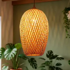 Lustre de Teto Pendente Luminária Bivolt Bambu Vime Rústico Sala Cozinha Bancada Saint Martin Sunfy
