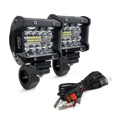 2 Farol De Milha Moto Neblina Universal Bivolt 120w C/ Abraçadeira + Porta Fúsivel + Controle Guidão