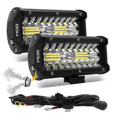 Barra de LED Farol de Milha Auxiliar 120W 16cm 12V/24V C/ Válvula de Respiro + Chicote Completo Par