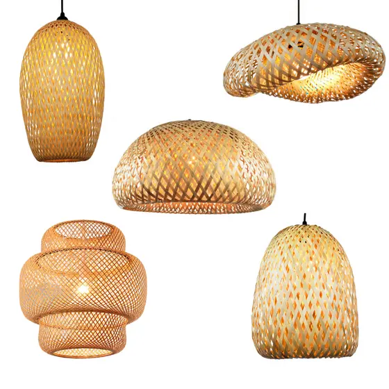 Lustre Pendente de Bambu Artesanal para Sala, Estilo Rústico, Vime Trançado Cozinha Mesa Sunfy Shop