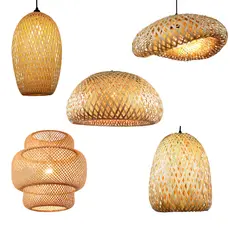 Lustre Pendente de Bambu Artesanal para Sala, Estilo Rústico, Vime Trançado Cozinha Mesa Sunfy Shop