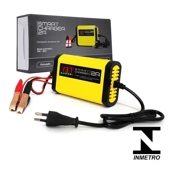 Carregador Bateria Automático Carga Lenta Flutuante 12v 2ah Inteligente P Todas Motos Carros