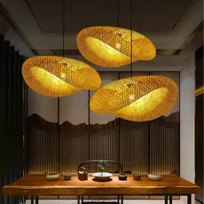 Kit 3 Luminárias de Teto Lustre Pendente Bambu Honolulu Rústico 40cm Fibra Natural Altura Ajustável
