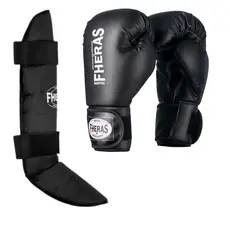 Luva Boxe e Muay Thai MMA com Protetor de Canela Caneleira Free Style Fheras