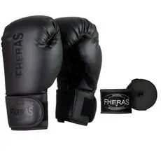Luva Muay Thai E Boxe Fheras Edição Especial All Black Com Bandagem de Algodão Fheras