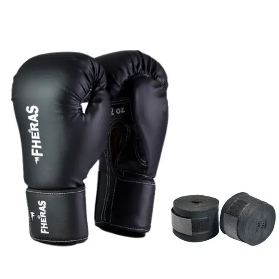 Luva Boxe Muay Thai Profissional Fheras com Bandagem