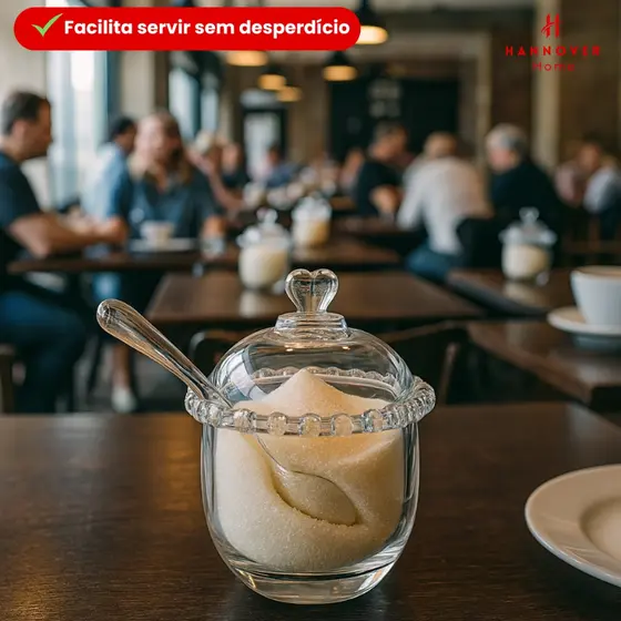 Mesa Posta Açucareiro Meleira Manteigueira Travessa de Vidro Tampa Cristal Transparente Decorativo