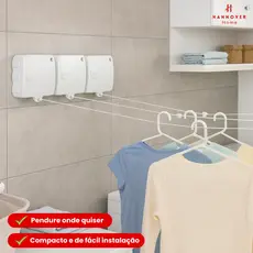 Varal Automático Reforçado 18kg De Roupa Retrátil 6m Corda Modular Stendmax Recolhe