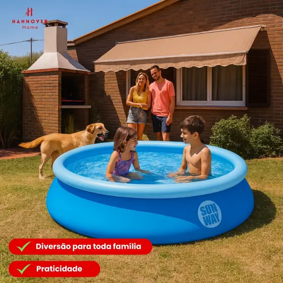 Piscina Inflável 1000 Litros Redonda Família Grande Sun Way