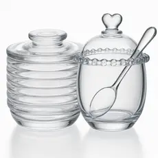 Conjunto Açucareiro e Manteigueira de Vidro Mesa Posta Café da Manhã Utensílios Doméstico