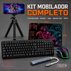 Kit Gamer Mobilador com Teclado Mouse e Pad Estampado Speed Tripe Completo