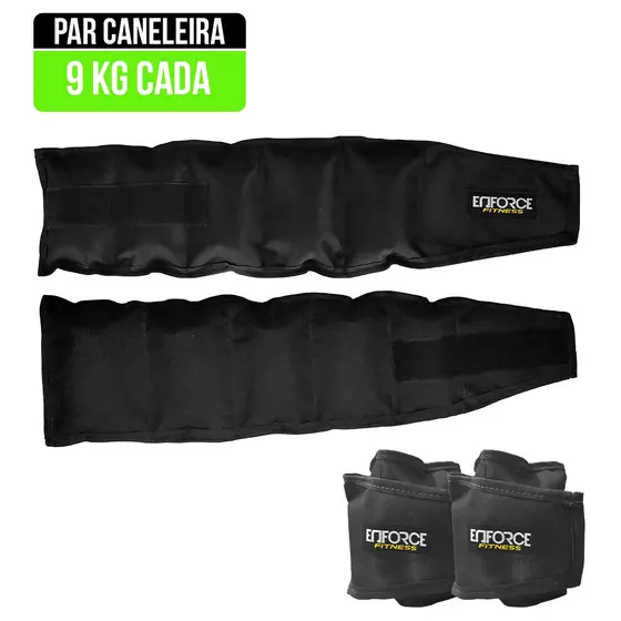 Par Caneleira Peso 9kg Treinar pernas Treinar em Casa Tornozeleira Preta