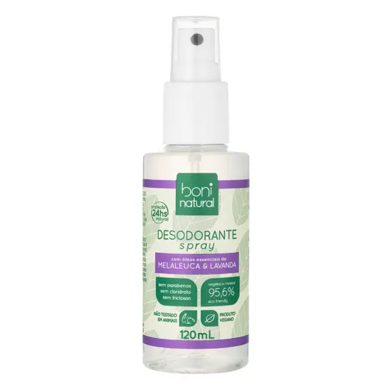 Desodorante Spray Vegano Melaleuca e Lavanda Natural Sem Alumínio Boni Natural 120ml