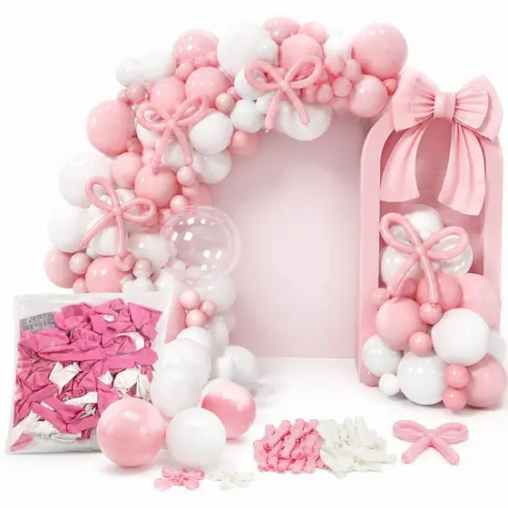 Kit Balão Látex Rosa Branco 100 Peças Decoração Festa Aniversário