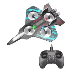 Avião Drone de Combate RC 2.4GHz Quadrimotor, Bateria Recarregável Com Led