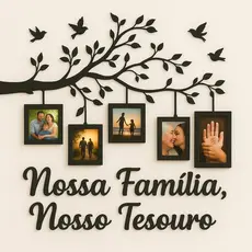 Porta Retrato Árvore da Vida em MDF – Nossa Família Nosso Tesouro – Decoração Parede 10x15