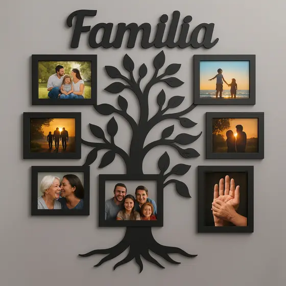 Porta Retrato de Parede Família Árvore em MDF