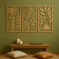 Quadros Decorativos de Folhas em MDF – Estilo Clean e Elegante Enfeite