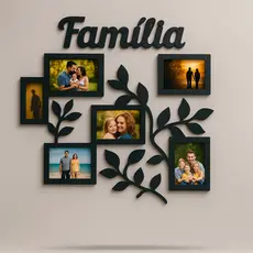 Porta Retrato de Parede Família – Moldura com Ramos em MDF 50x45cm
