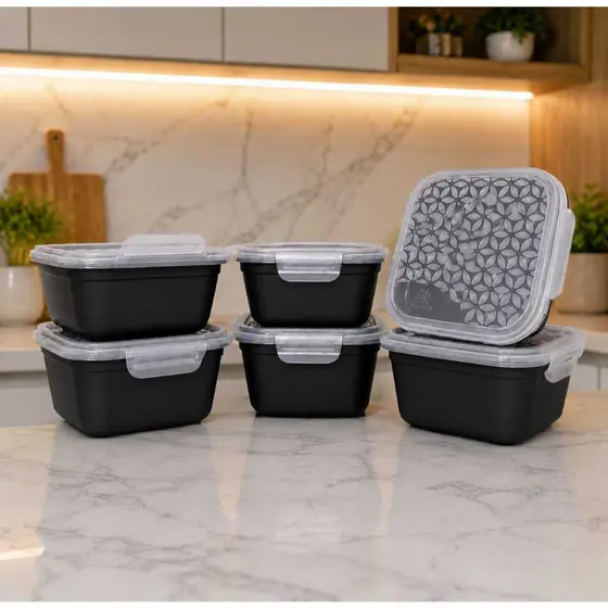 Kit 10 Potes Quadrado com trava 800 ml Marmita, freezer, Alimentos Microondas -Material resistente e livre de BPA.