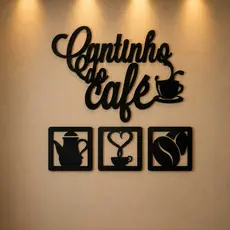 Kit Decoração 4 Un Plaquinhas Com Letreiro Em Mdf Decorativas Cantinho Do Café