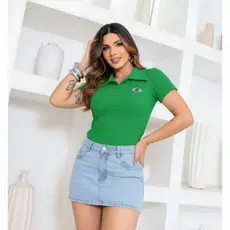 Camisa Polo Brasil Com Manga Copa Do Mundo Bordada 2026 Premium