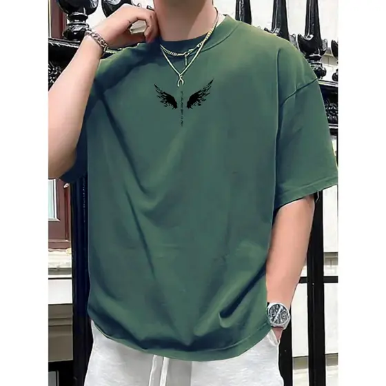 Camiseta Masculina Asas de Anjo Lançamento Camiseta 100% Algodão Camisetão Solta Plus Size Camiseta - R&V Collection