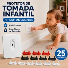 25 Protetor de Tomada Infantil Com Chave Anti Choque Segurança para Bebês