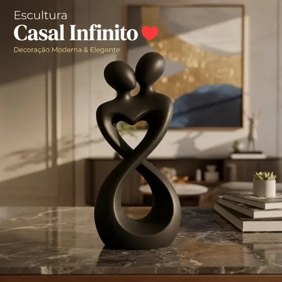 Escultura Casal Infinito Decorativa Moderna Amor Luxo