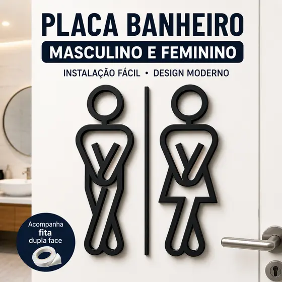 Placa Banheiro Wc Masculino Feminino Porta Decorativa
