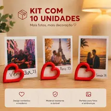 Kit 10 Porta Foto Coração Decorativo Suporte Para Polaroid e Lembranças