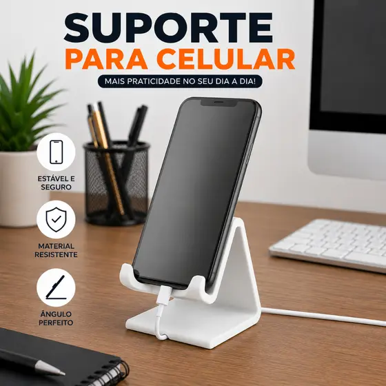 Suporte Para Celular De Mesa Com Entrada Para Carregador 3D