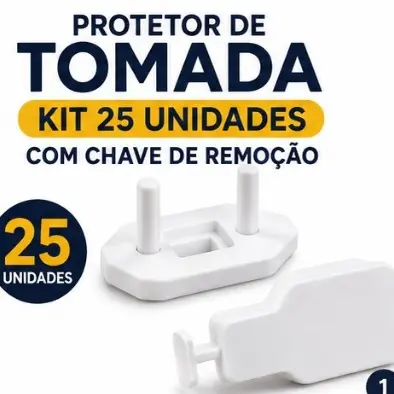 Kit 25 Protetor de Tomada Infantil Com Chave Anti Choque Segurança para Bebês